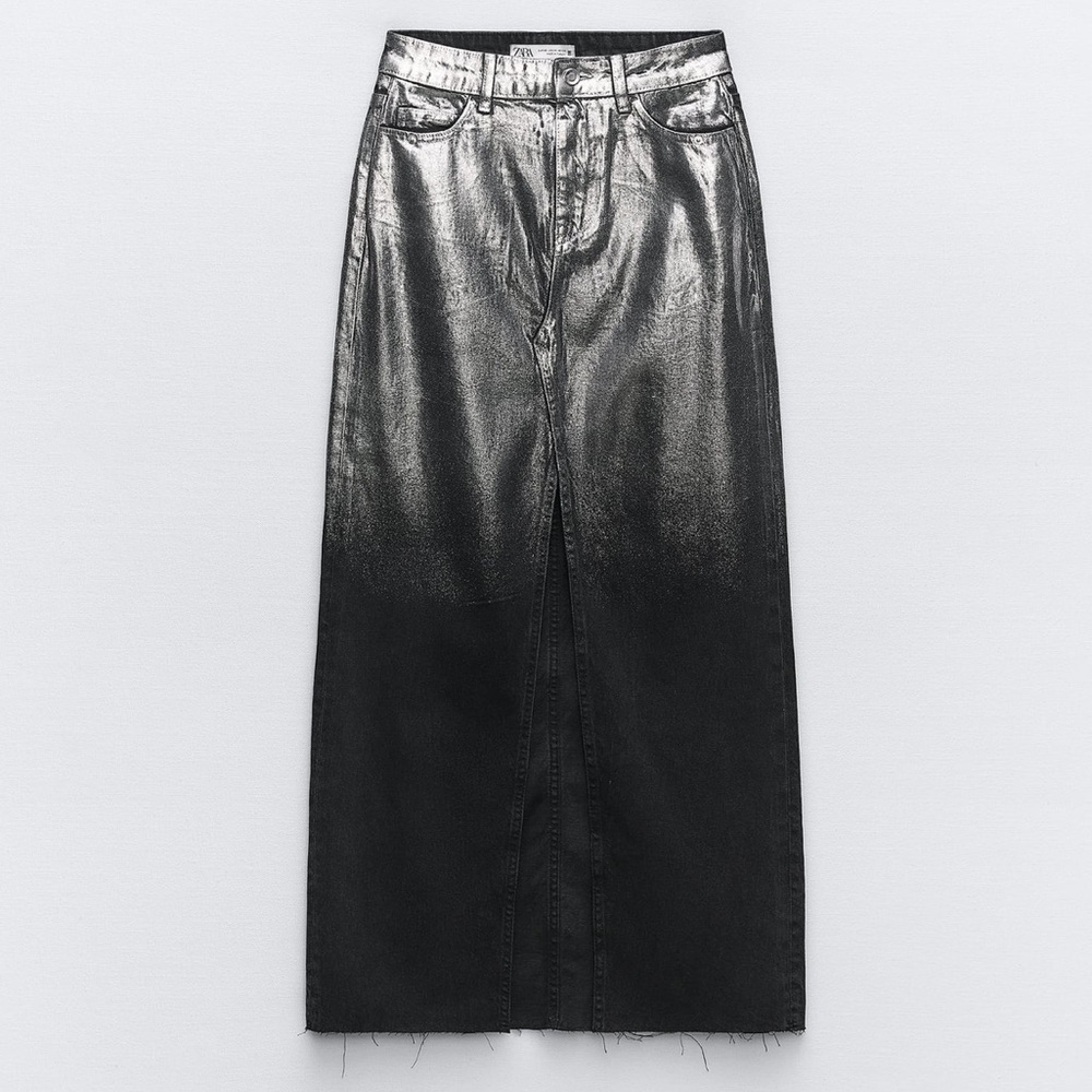 Demon Silver foil slit skirt
